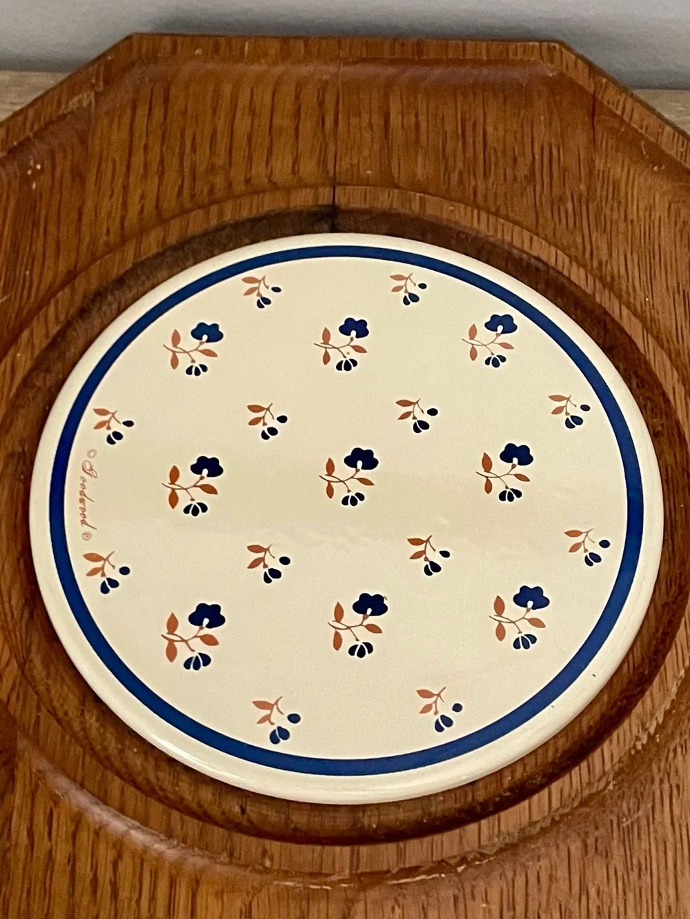 Vintage Teakwood Cheese Plate with Glass Dome